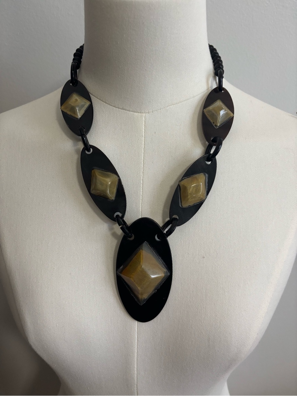 Black and Gold Geometric Statement Necklace